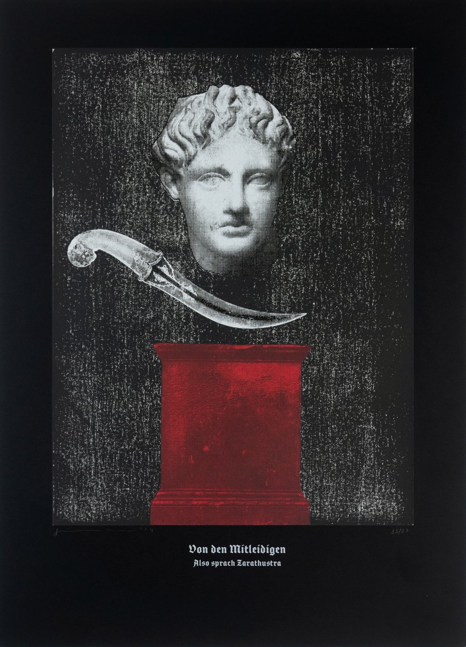 On The Pitying, Thus Spoke Zarathustra, 2024 (drzeworyt i sitodruk) autorstwa Guilherme Pontes
