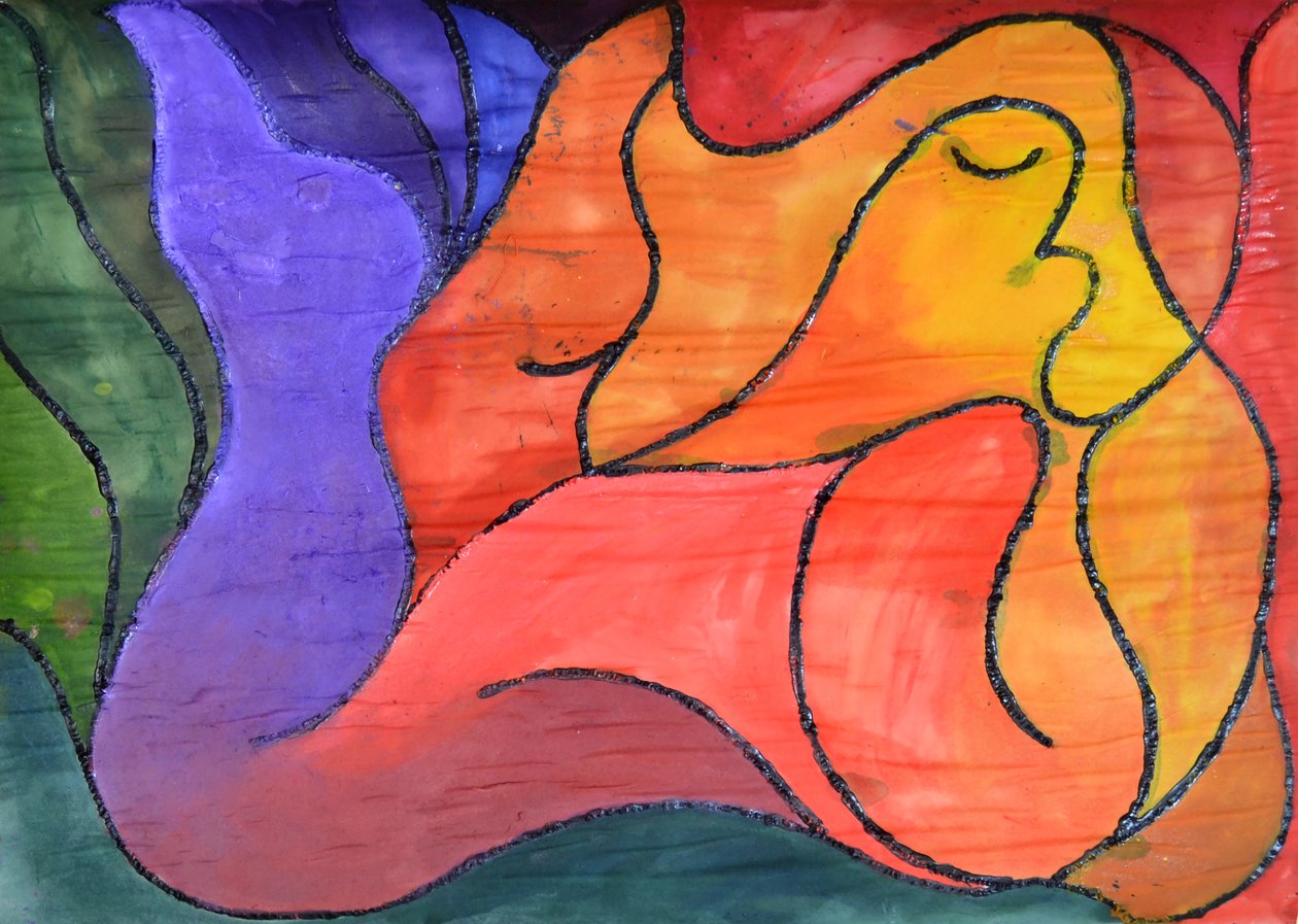Leżący, 2014 (akryl na papierze) autorstwa Guilherme Pontes