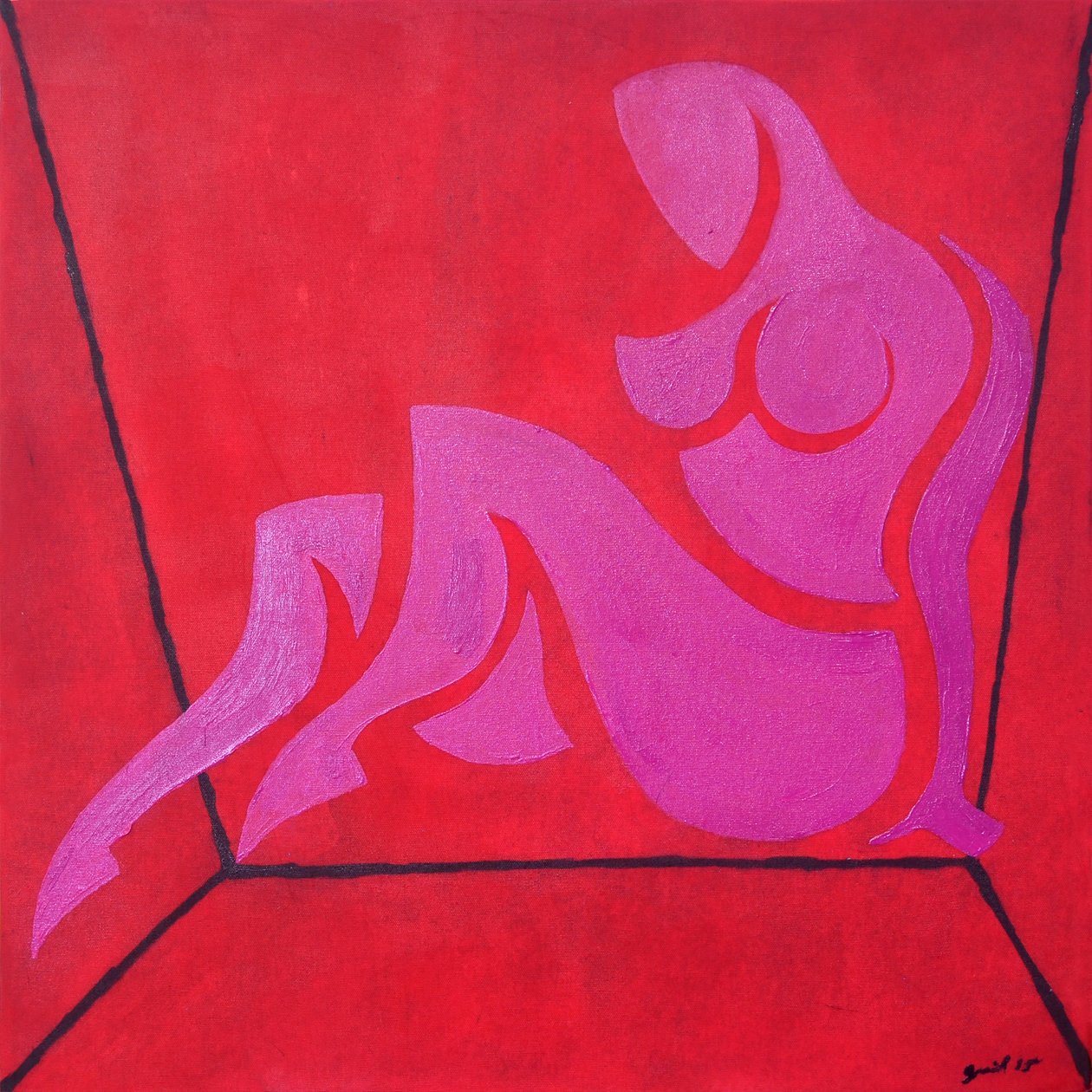 Study for Figure in Cubic Space, 2015 (olej na płótnie) autorstwa Guilherme Pontes