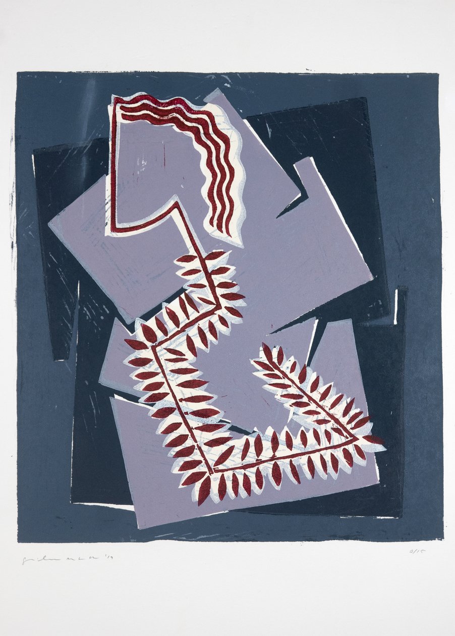 Kobieta z paprocią nr 1, 2019 (linoryt) autorstwa Guilherme Pontes