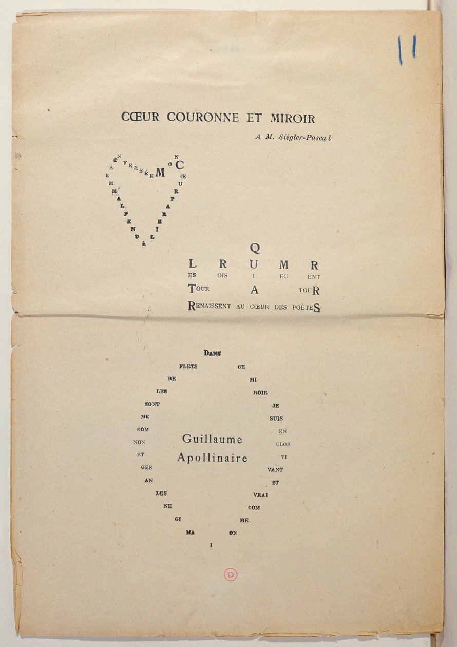 Odbitka próbna strony z książki "Et Moi Aussi Je Suis Peintre", 1914 (tusz na papierze) autorstwa Guillaume Apollinaire
