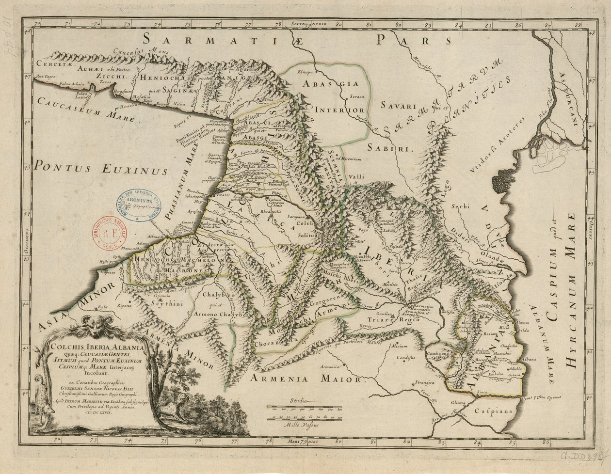 Colchis, Iberia, Albania czyli ludy kaukaskie, inne czyli Pontus autorstwa Guillaume Sanson