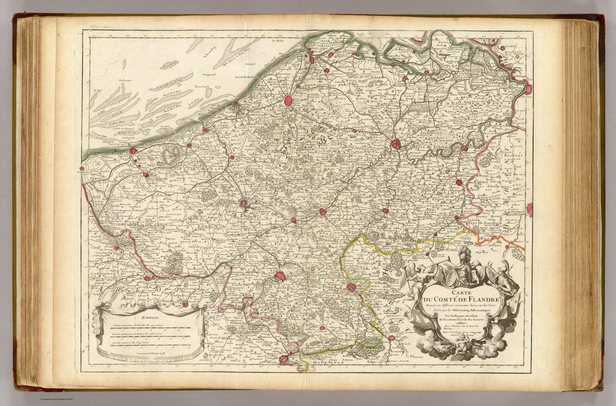 Hrabstwo Flandrii w 1704 autorstwa Guillaume de Lisle