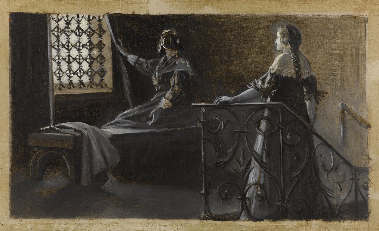 Ethel i zawoalowana kobieta, ok. 1889 (olej na płótnie) autorstwa Guillaume Albert Demarest