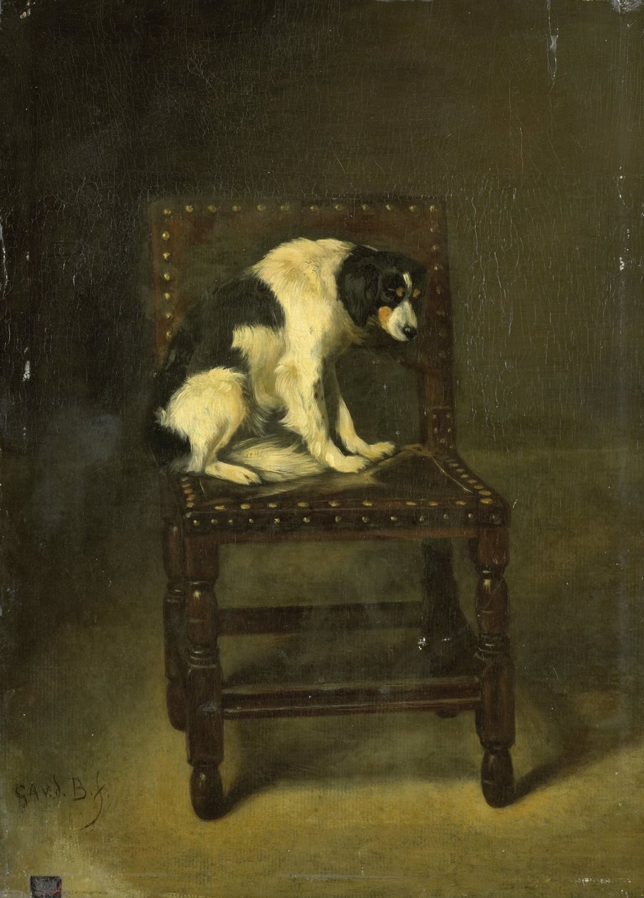 Pies na krześle autorstwa Guillaume Anne van der Brugghen
