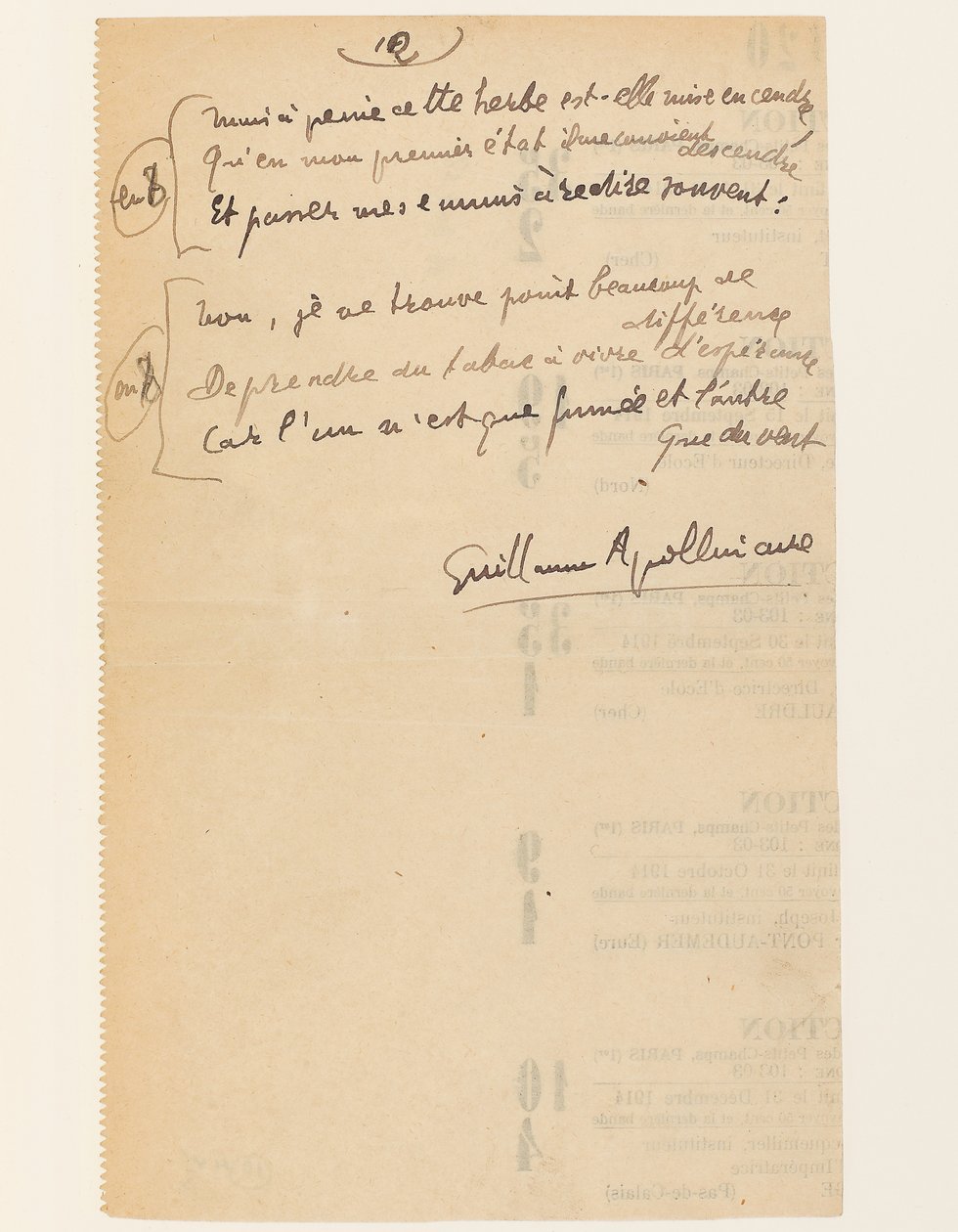 „Życie anegdotyczne. „Hymn Ligi Narodów”. Tytoń.”, 15 sierpnia 1918 autorstwa Guillaume Apollinaire
