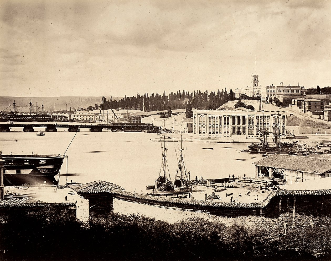 Obszar portowy Konstantynopola ze stocznią w Turcji autorstwa Guillaume Berggren