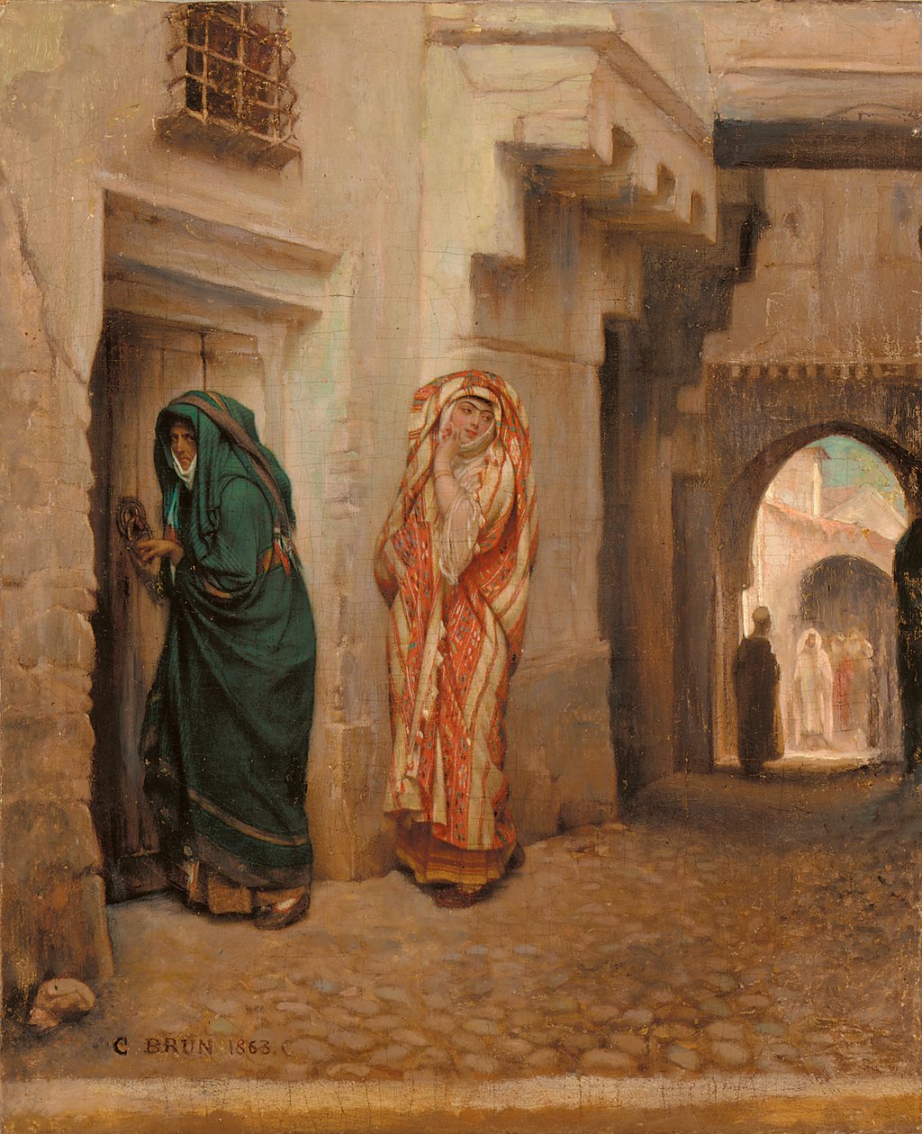 Sekretne spotkanie, 1863 autorstwa Guillaume Charles Brun