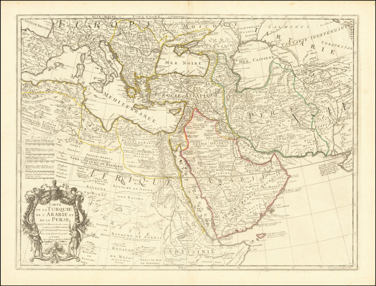 Mapa 1701 - Mapa Turcji, Arabii i Persji autorstwa Guillaume Delisle