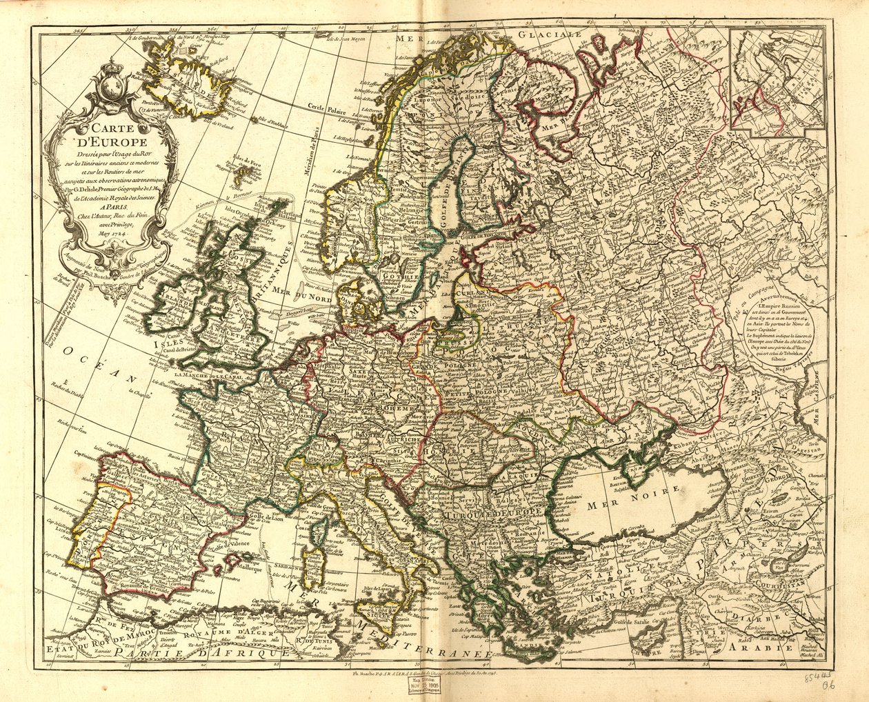 Mapa Europy. LOC 97683588 autorstwa Guillaume Delisle