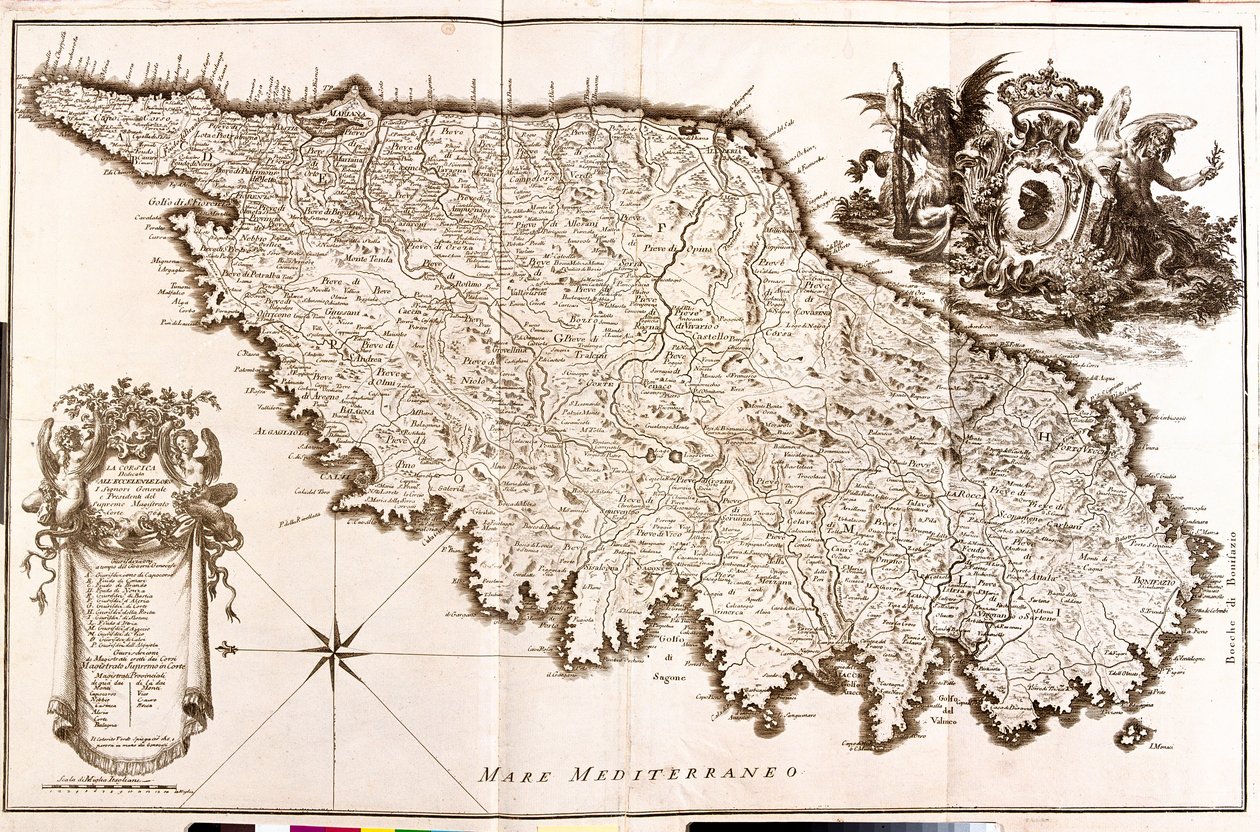 Mapa Korsyki (Francja) (akwaforta autorstwa Guillaume Delisle