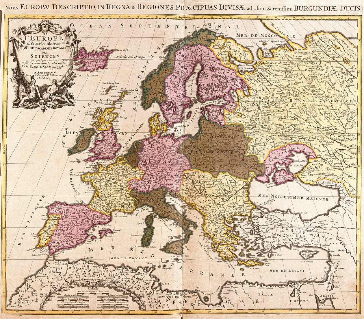 Mapa Europy (akwaforta autorstwa Guillaume Delisle