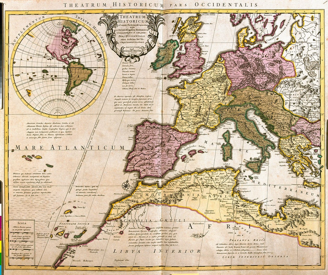 Mapa Europy i wybrzeży Afryki Północnej (akwaforta autorstwa Guillaume Delisle
