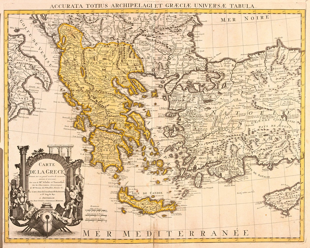Mapa Grecji (akwaforta) autorstwa Guillaume Delisle