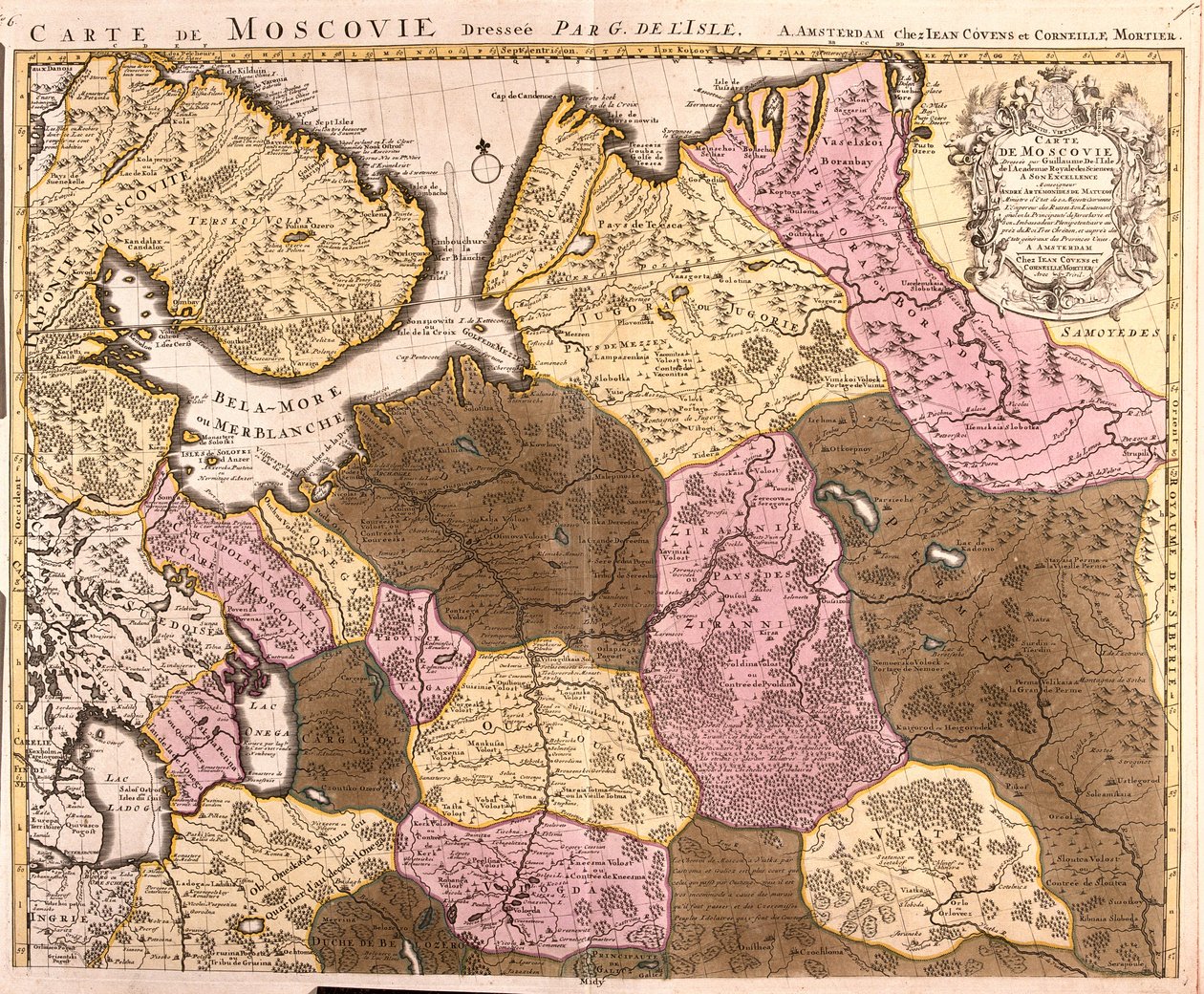 Mapa Wielkiego Księstwa Moskiewskiego (Rosja) (akwaforta autorstwa Guillaume Delisle