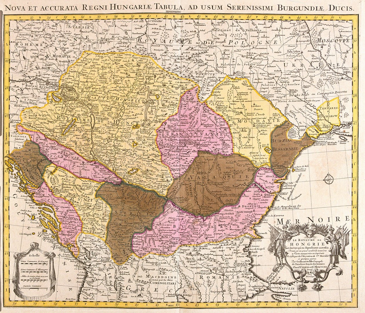 Mapa Królestwa Węgier (akwaforta autorstwa Guillaume Delisle