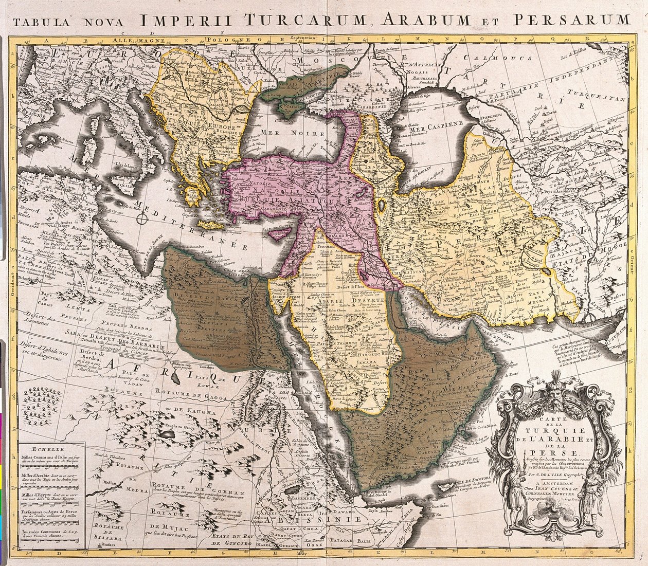 Mapa Bliskiego Wschodu: Imperium Tureckie, Persja i Półwysep Arabski (akwaforta autorstwa Guillaume Delisle