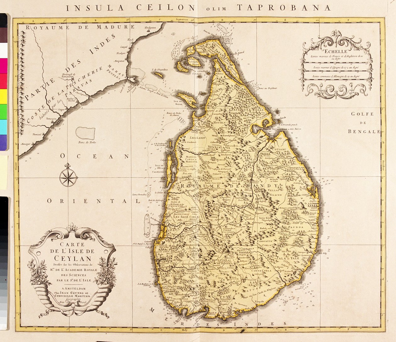 Mapa wyspy Cejlon (Sri Lanka) (akwaforta autorstwa Guillaume Delisle