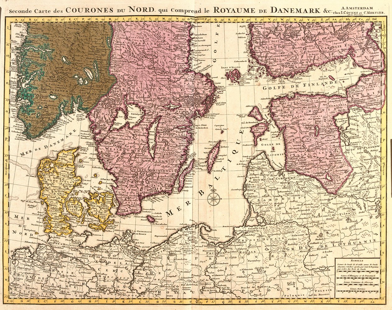 Mapa królestw północnych (Dania, Szwecja, Norwegia i Finlandia) (akwaforta autorstwa Guillaume Delisle