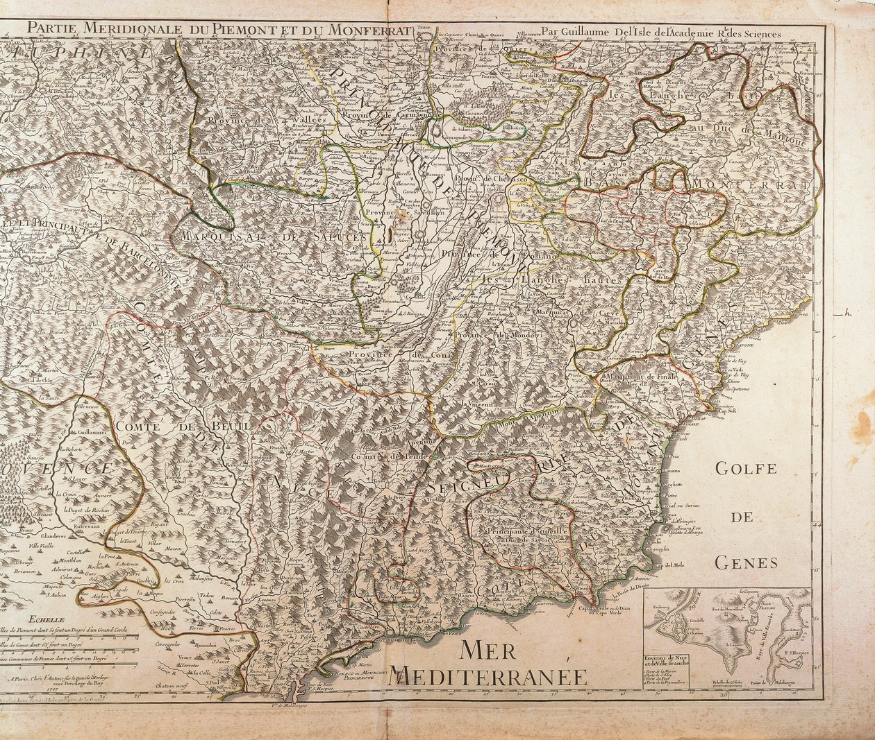 Region Południowy Piemont, Monferrato i Zachodnia Liguria. Mapa Guillaume de l