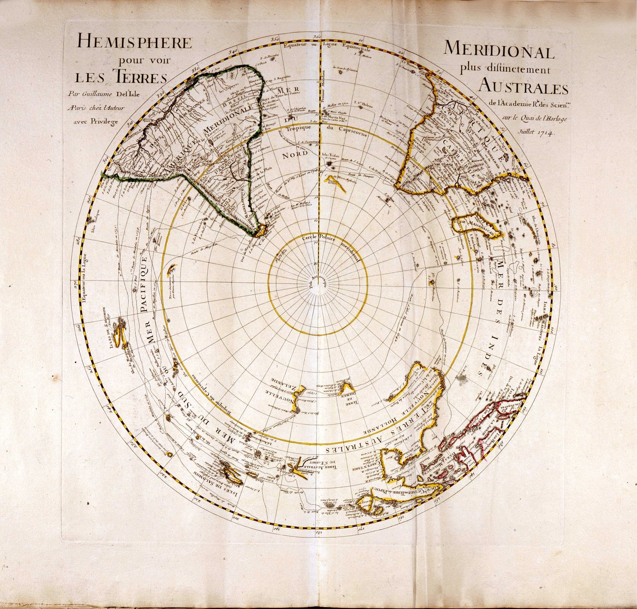 Widok Atlasu bieguna południowego (antarktycznego), Guillaume Delisle (1675-1726), geograf autorstwa Guillaume Delisle