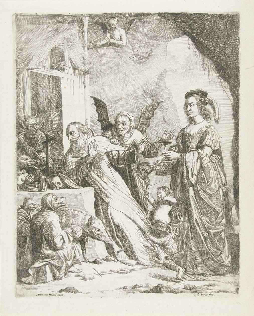 Kuszenie św. Antoniego autorstwa Guillaume Duvivier