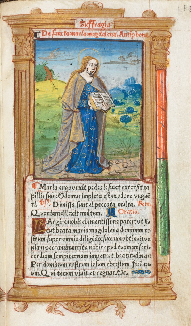 Drukowana księga godzin (do użytku rzymskiego): fol. 109r, Maria Magdalena autorstwa Guillaume Le Rouge