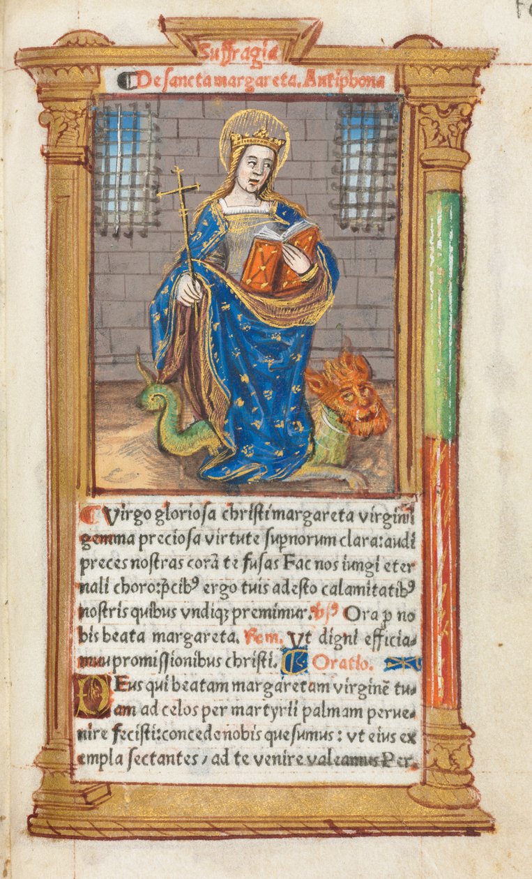 Drukowana księga godzin (do użytku rzymskiego): fol. 110r, św. Małgorzata autorstwa Guillaume Le Rouge