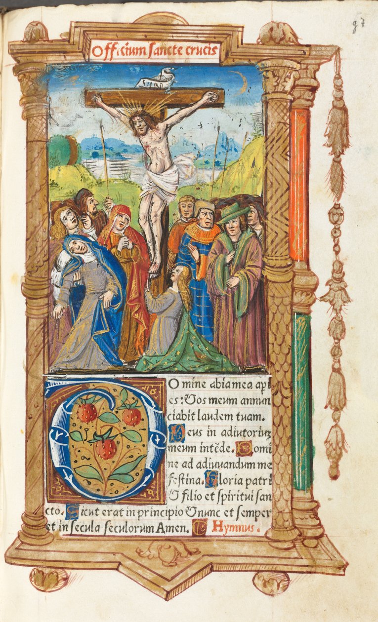 Drukowana księga godzin (do użytku rzymskiego): fol. 55r, Ukrzyżowanie autorstwa Guillaume Le Rouge