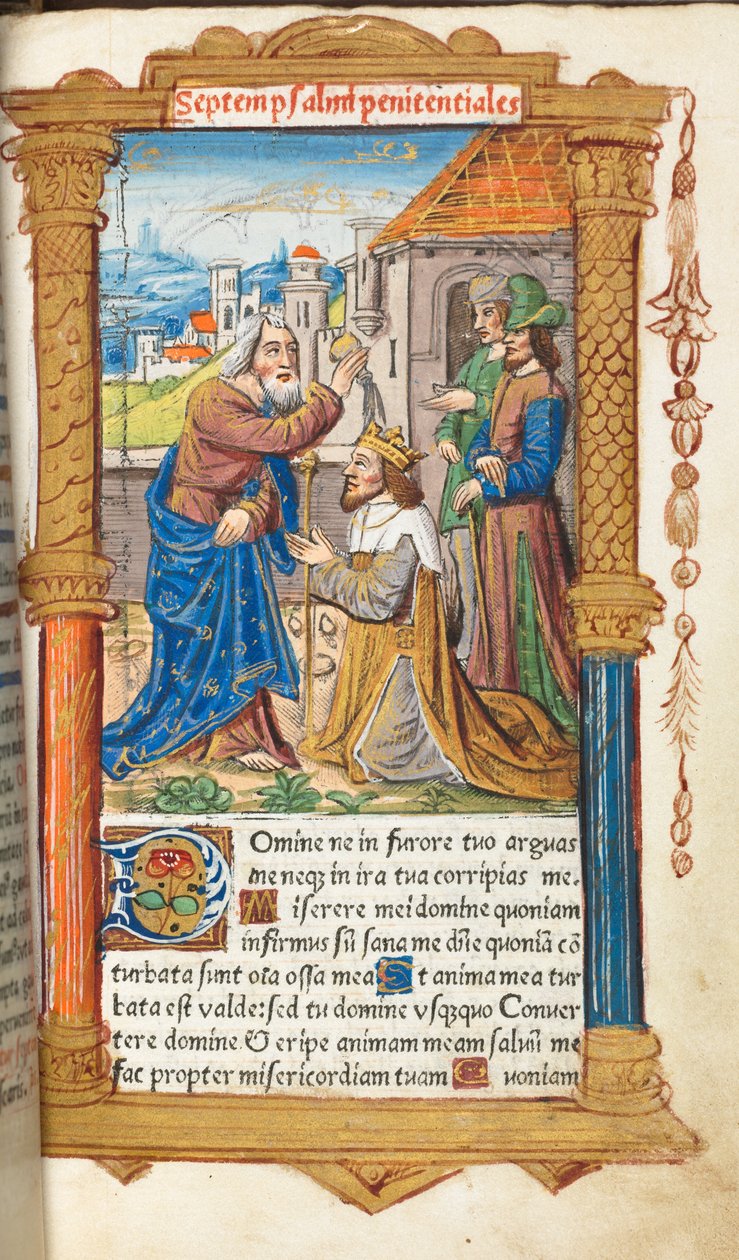 Drukowana księga godzin (do użytku rzymskiego): fol. 65r, Dawid i Samuel autorstwa Guillaume Le Rouge