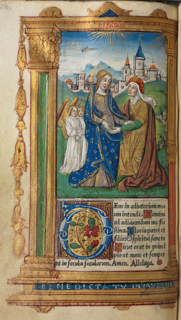 Drukowany Księga Godzin Korzystanie z Rzymu: fol.29v, Nawiedzenie, 1510. autorstwa Guillaume Le Rouge