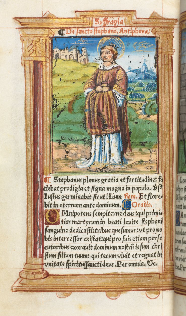Drukowany Księga Godzin Korzystanie z Rzymu: fol. 100v, św. Szczepan, 1510. autorstwa Guillaume Le Rouge