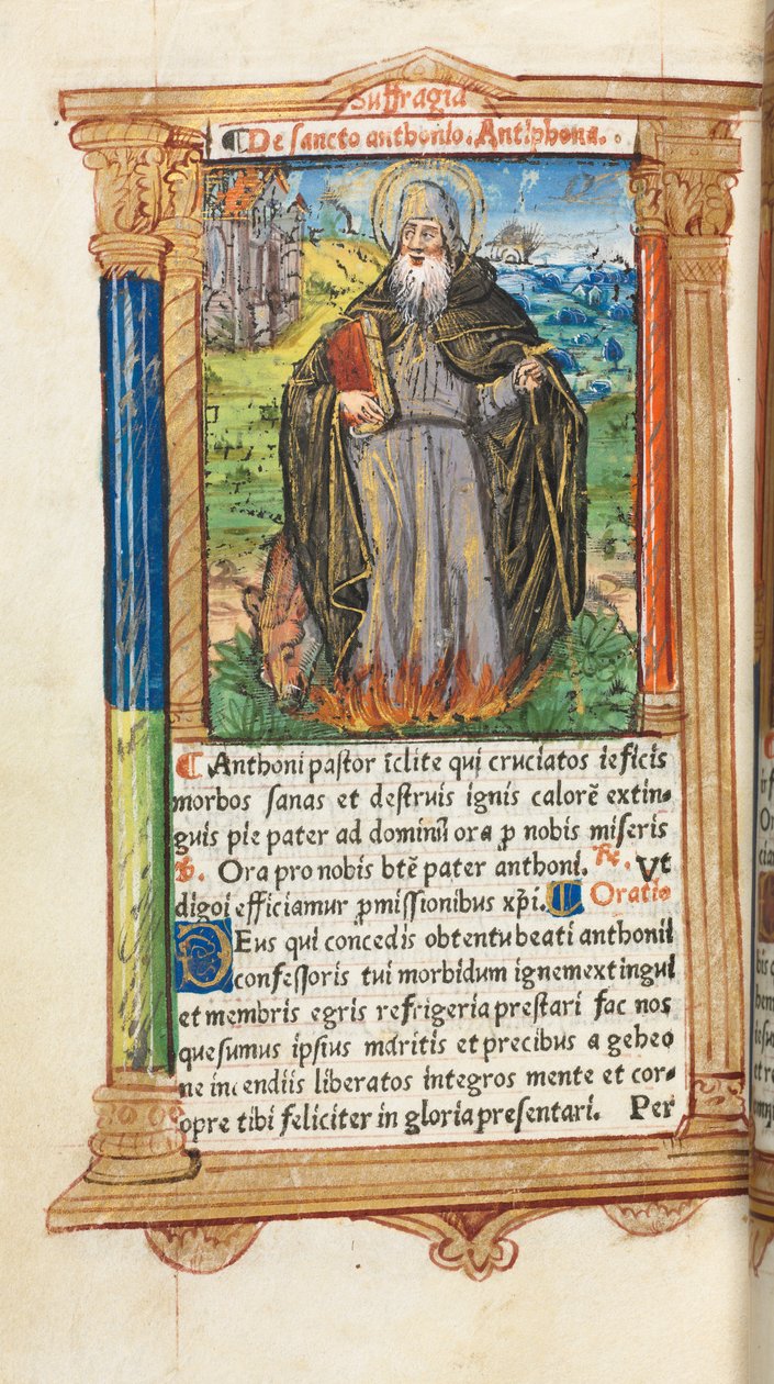 Drukowany Księga Godzin Korzystanie z Rzymu: fol. 104v, św. Antoni opat, 1510. autorstwa Guillaume Le Rouge
