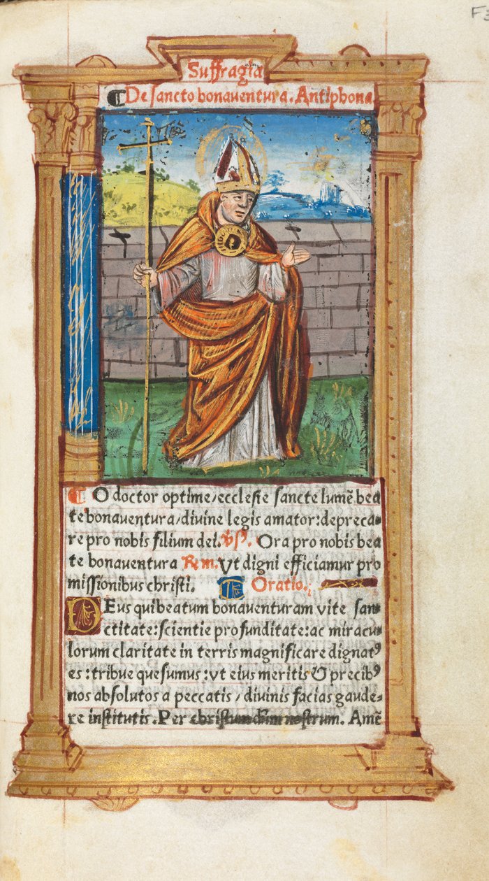 Drukowany Księga Godzin Korzystanie z Rzymu: fol. 107r, św. Bonawentura, 1510. autorstwa Guillaume Le Rouge