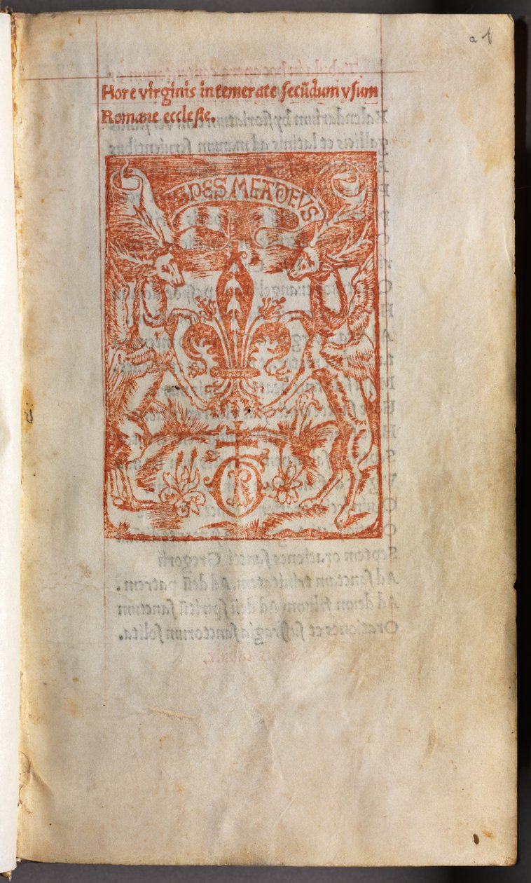 Drukowany Księga Godzin Korzystanie z Rzymu: fol. 1r, Drukarki Mark, 1510. autorstwa Guillaume Le Rouge