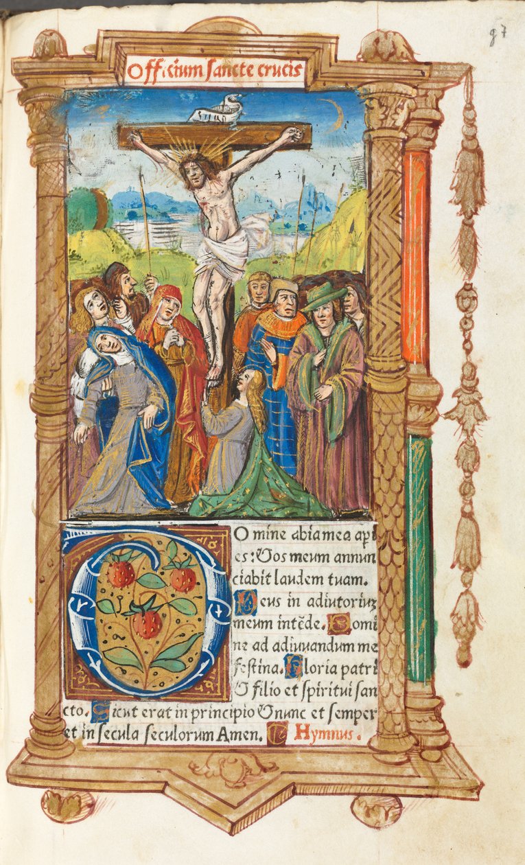 Drukowany Księga Godzin Korzystanie z Rzymu: fol. 55r, Ukrzyżowanie, 1510. autorstwa Guillaume Le Rouge