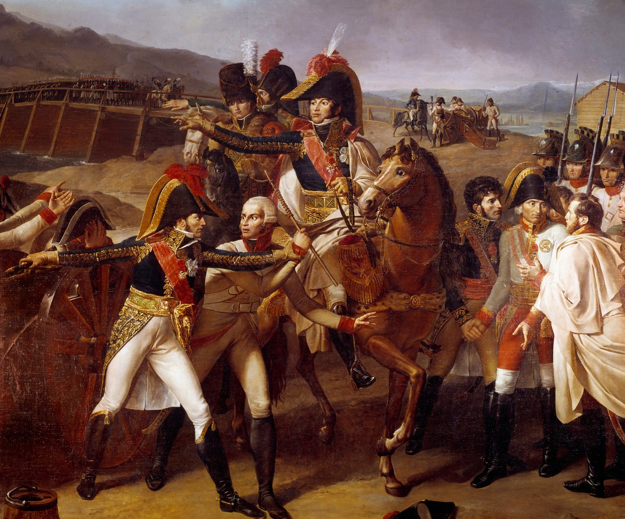 Niespodzianka mostu Tabour na Dunaju 14.11.1805 Zwycięstwo marechaux Lannes i Murata nad księciem Auersperg. Szczegół przedstawiający Jeana Lannesa, księcia Montebello (1769-1809), Joachima Murata (1787-1815) podczas pierwszej kampanii nad Dunajem. Ból autorstwa Guillaume Lethiere
