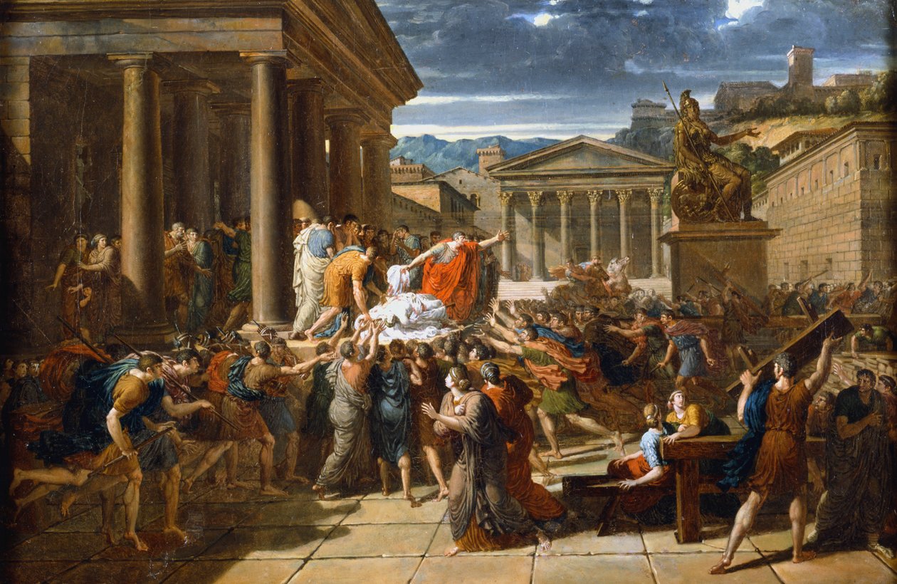 Śmierć Cezara, 44 pne c1780-1832. autorstwa Guillaume Lethiere