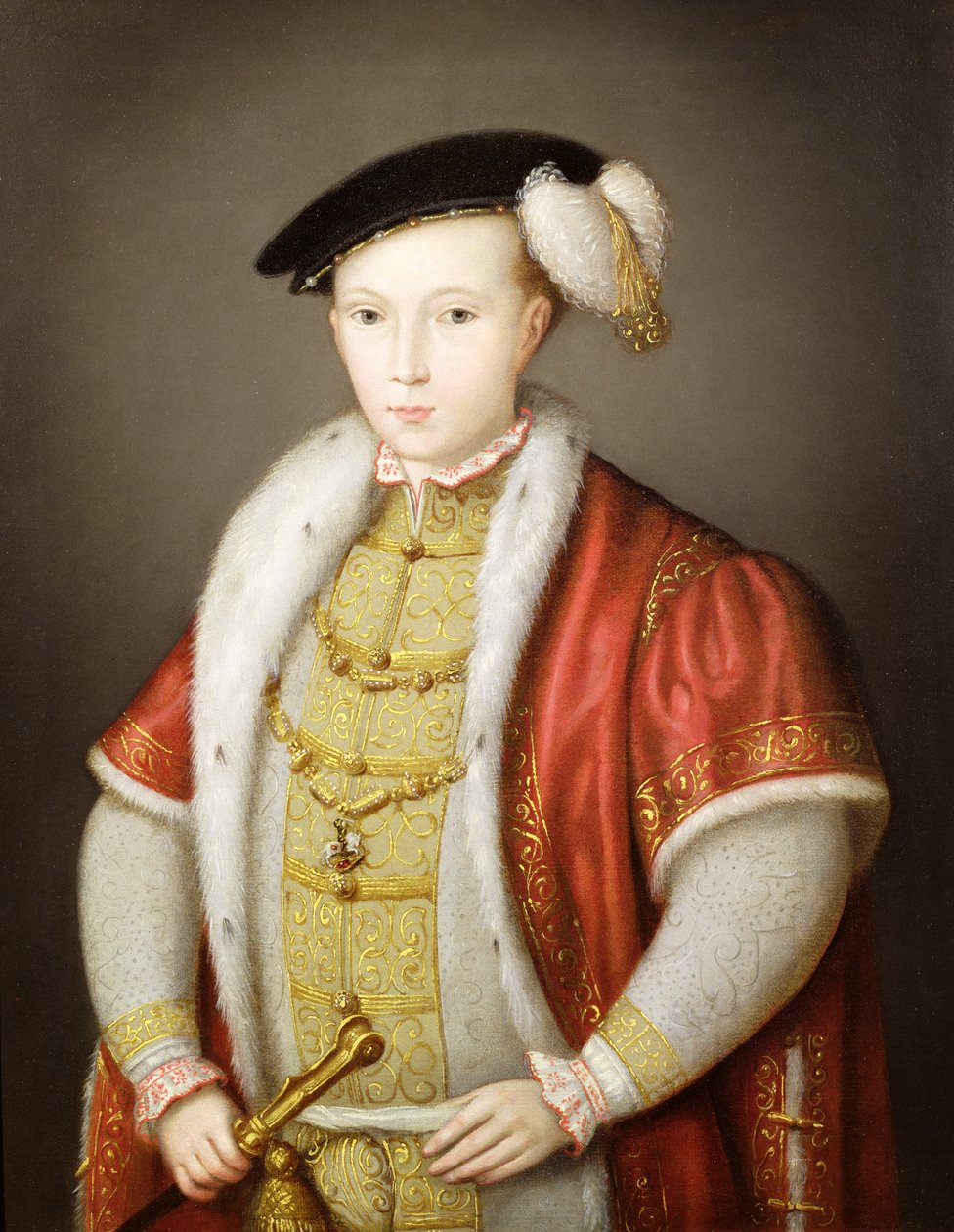 Edward VI z łańcuszkiem Orderu Podwiązki, według portretu w Zbiorach H.M. Królowa Elżbieta II, ok. 1600 autorstwa Guillaume Scrots
