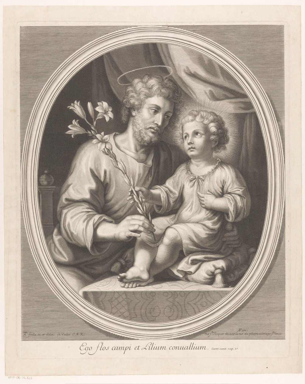Dzieciątko Jezus wręcza św. Józefowi lilię autorstwa Guillaume Vallet