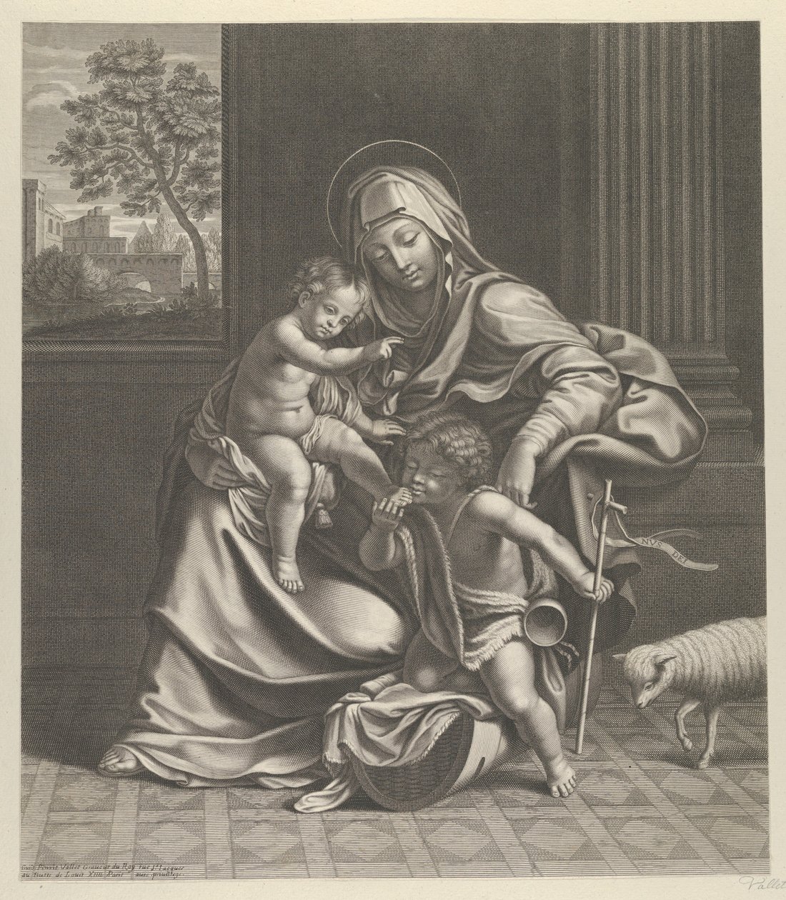 Dziewica siedząca z Dzieciątkiem Chrystusem na kolanach..., ca. 1650-1704. autorstwa Guillaume Vallet