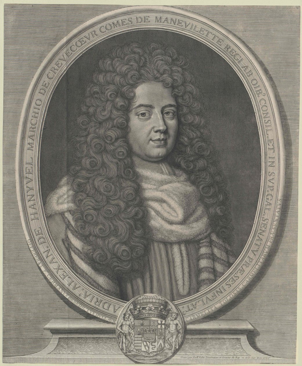 Adrien-Alexandre markiz Comte de Manevilette Crevecoeur (druk) autorstwa Guillelmus Vallet