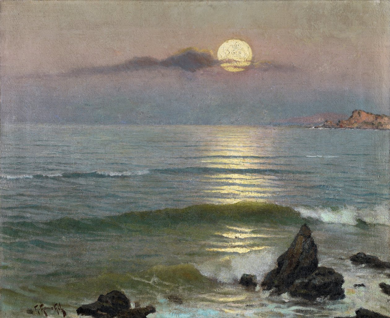 Światło księżyca - Gomez Gil, Guillermo (1862-1942) - ok. 1910 - Olej na płótnie - 43x53 - Muzeum Carmen Thyssen, Malaga autorstwa Guillermo Gomez y Gil