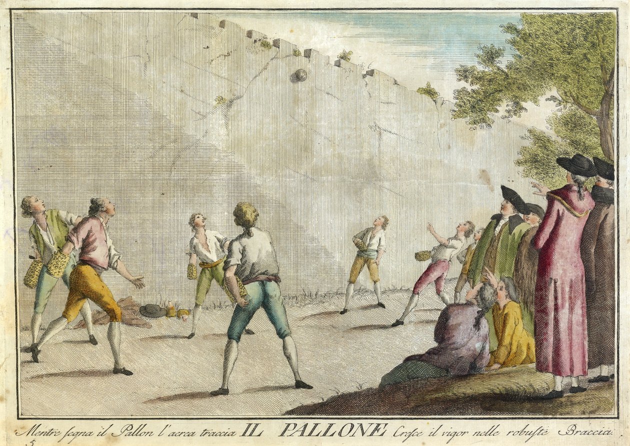 Il Pallone z Igrzysk, kolacji i corocznych imprez, które są przebierane w Toskanii, a zwłaszcza we Florencji, wyd. 1790 (grawerowanie ręcznie kolorowane) autorstwa Guiseppe Piattoli
