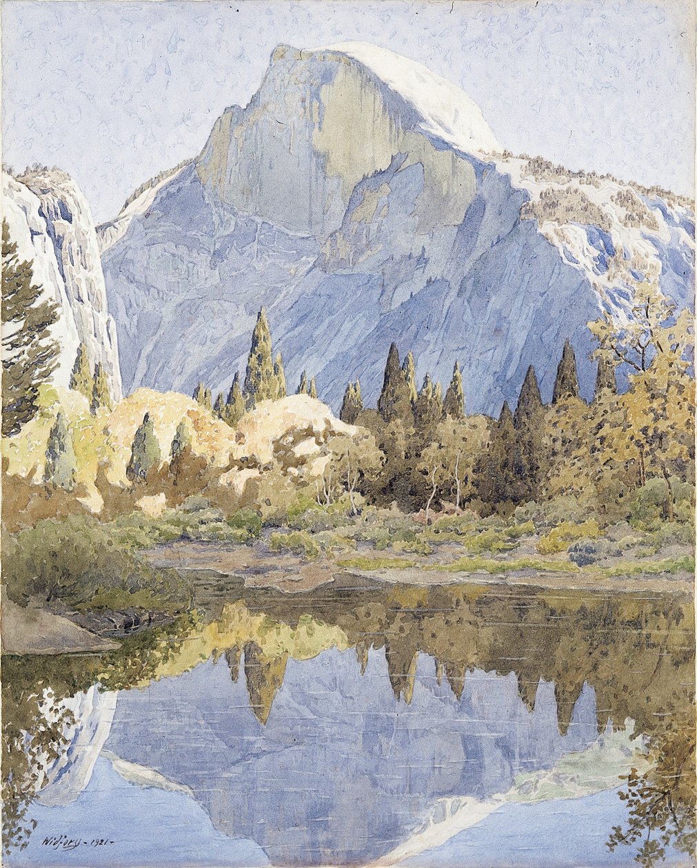 Half Dome i Mirror Lake autorstwa Gunnar Widforss