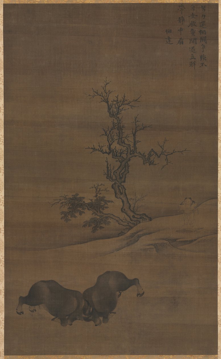 Herdboys i Buffalo w krajobrazie, 1200s. autorstwa Guo Min