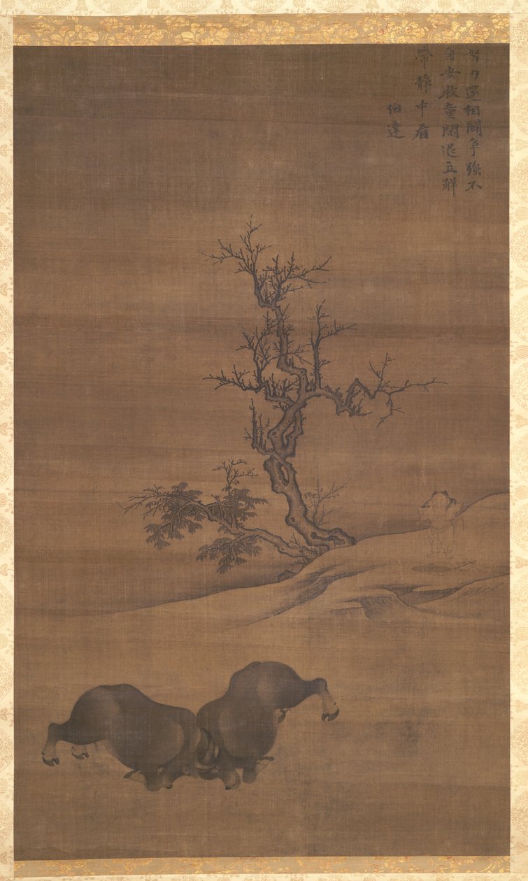 Herdboys i Buffalo w krajobrazach, 1200s. autorstwa Guo Min