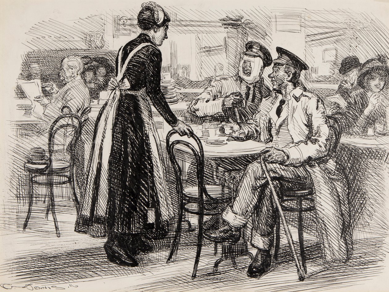 Rysunek z I wojny światowej, prawdopodobnie dla Puncha, 1916 (pióro i atrament na papierze) autorstwa Gurnell Charles Jennis