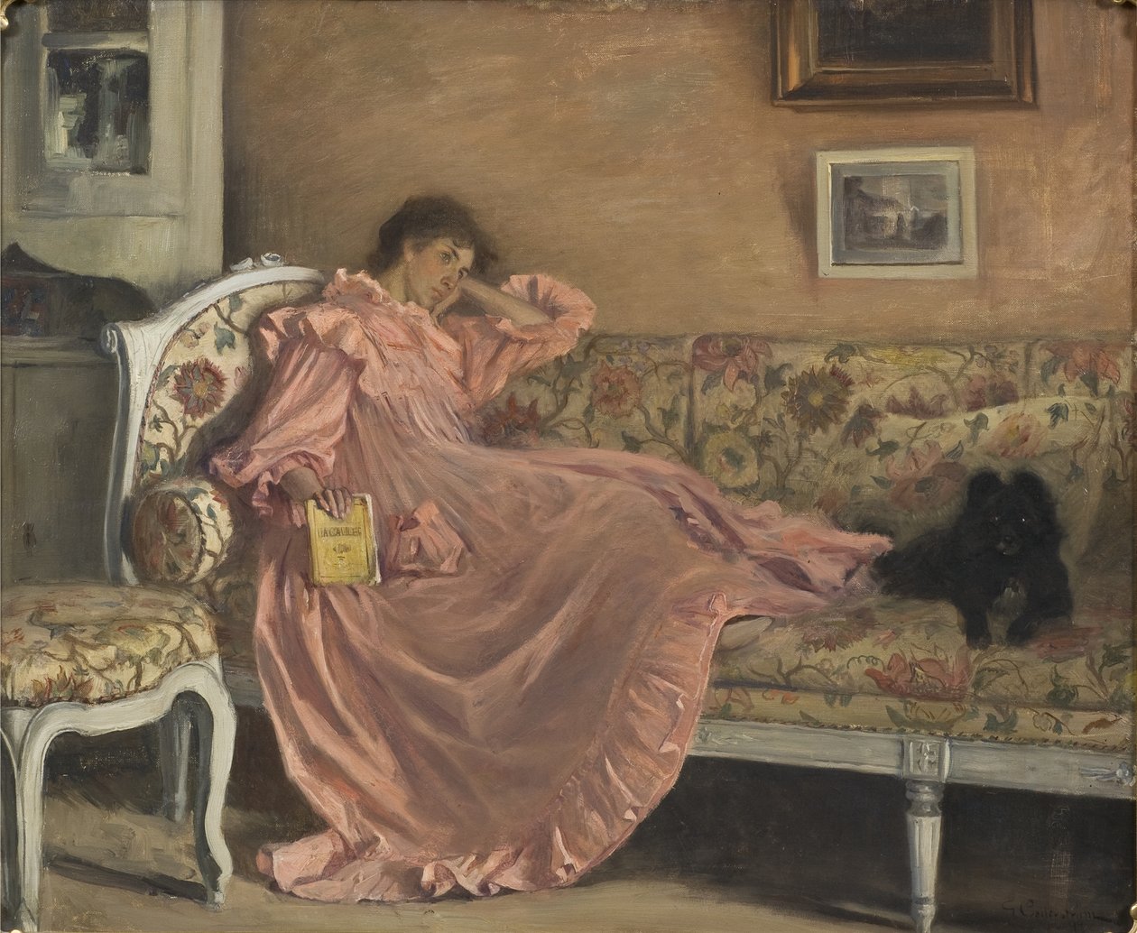 Carola siedząca na sofie, 1899 autorstwa Gustaf Olaf Cederstrom