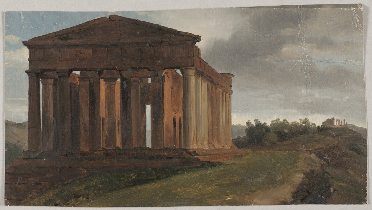 Świątynia w Agrigento na Sycylii (olej na papierze osadzony na masonicie) autorstwa Gustaf Soderberg
